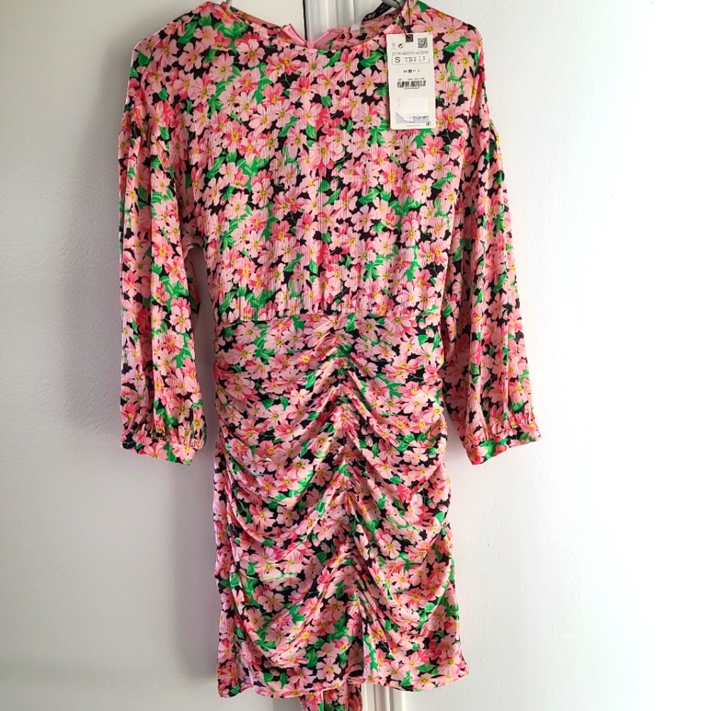 Zara pink floral dress